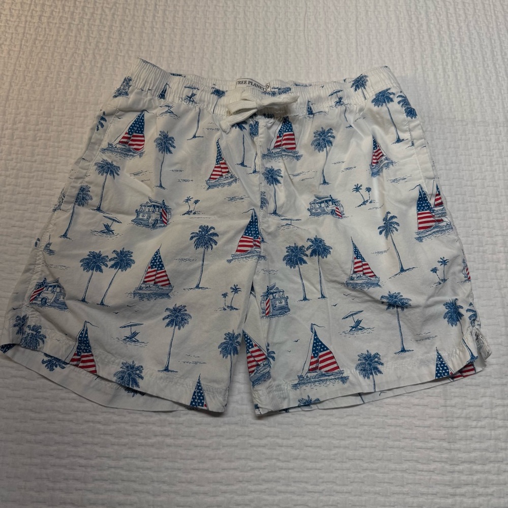 Free Planet Patriotic Print Men's Swim Trunks Size Medium